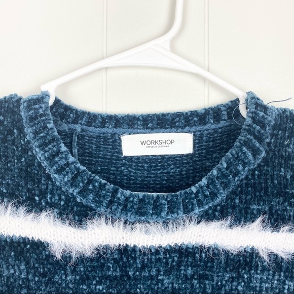 Workshop | Blue and White Striped Chenille Sweater - Picture 2 of 5